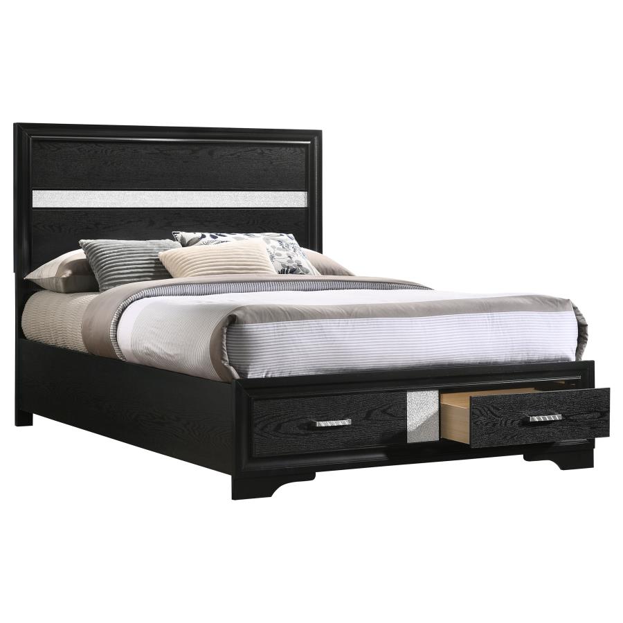 (image for) Miranda Wood Full Storage Panel Bed Black