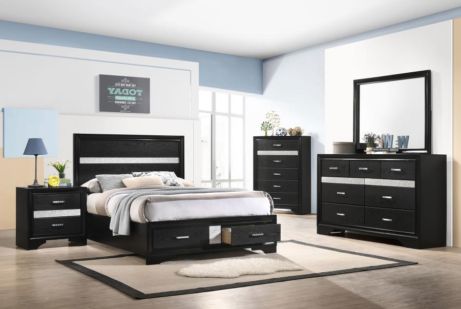 (image for) Miranda 51-inch Wood Full Storage Panel Bed Black