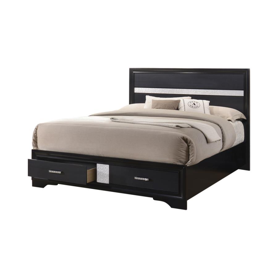 (image for) Miranda Wood California King Storage Panel Bed Black