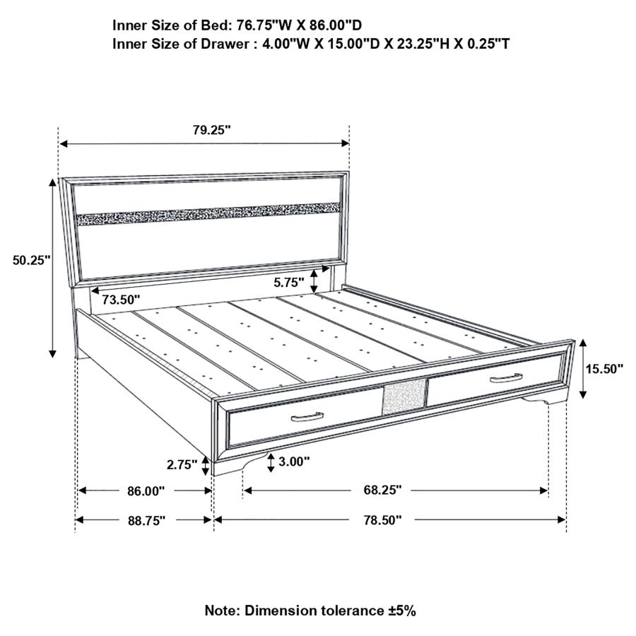 (image for) Miranda Wood California King Storage Panel Bed Black