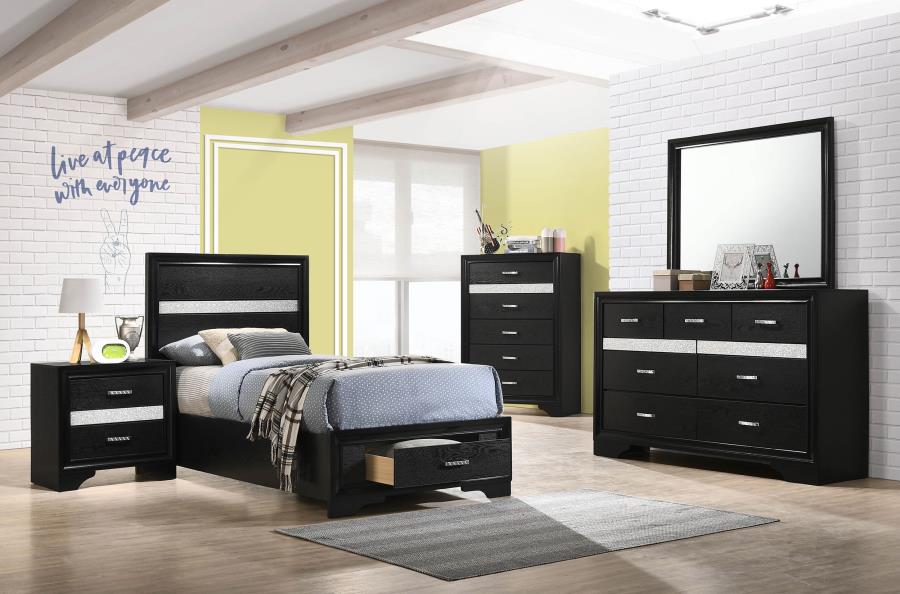 (image for) Miranda 4-piece Twin Bedroom Set Black - Click Image to Close