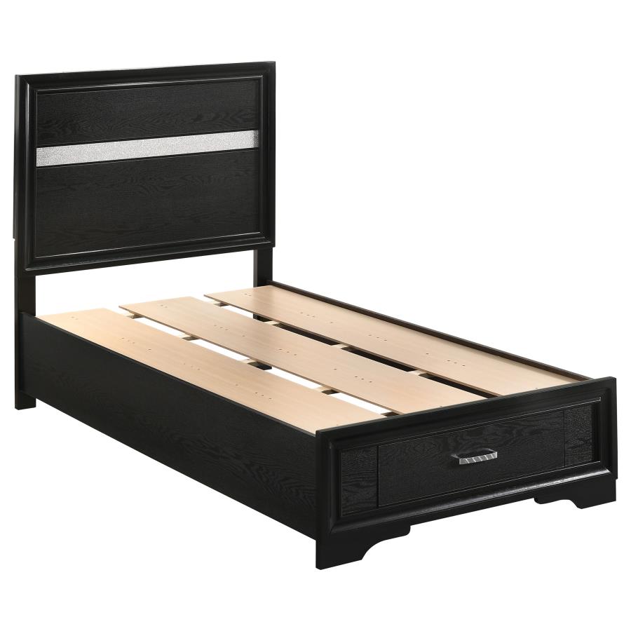 (image for) Miranda Wood Twin Storage Panel Bed Black - Click Image to Close