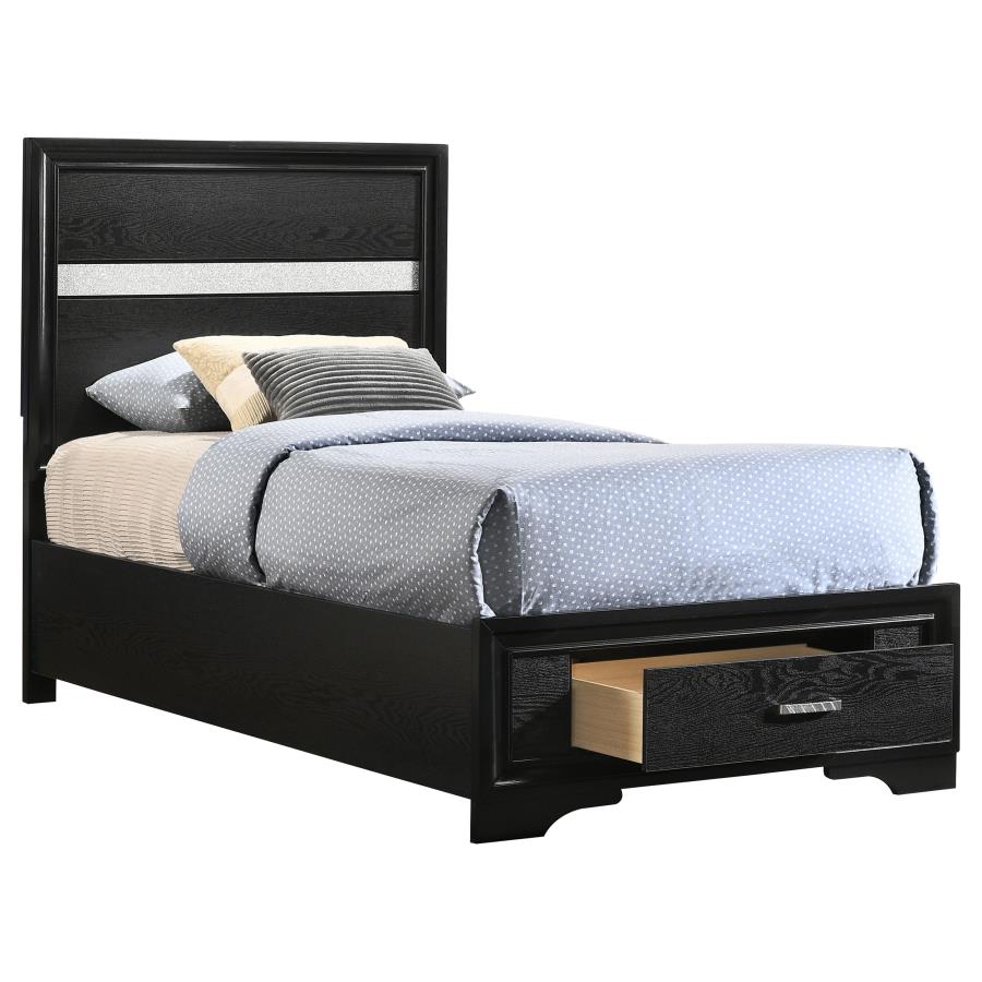 (image for) Miranda Wood Twin Storage Panel Bed Black