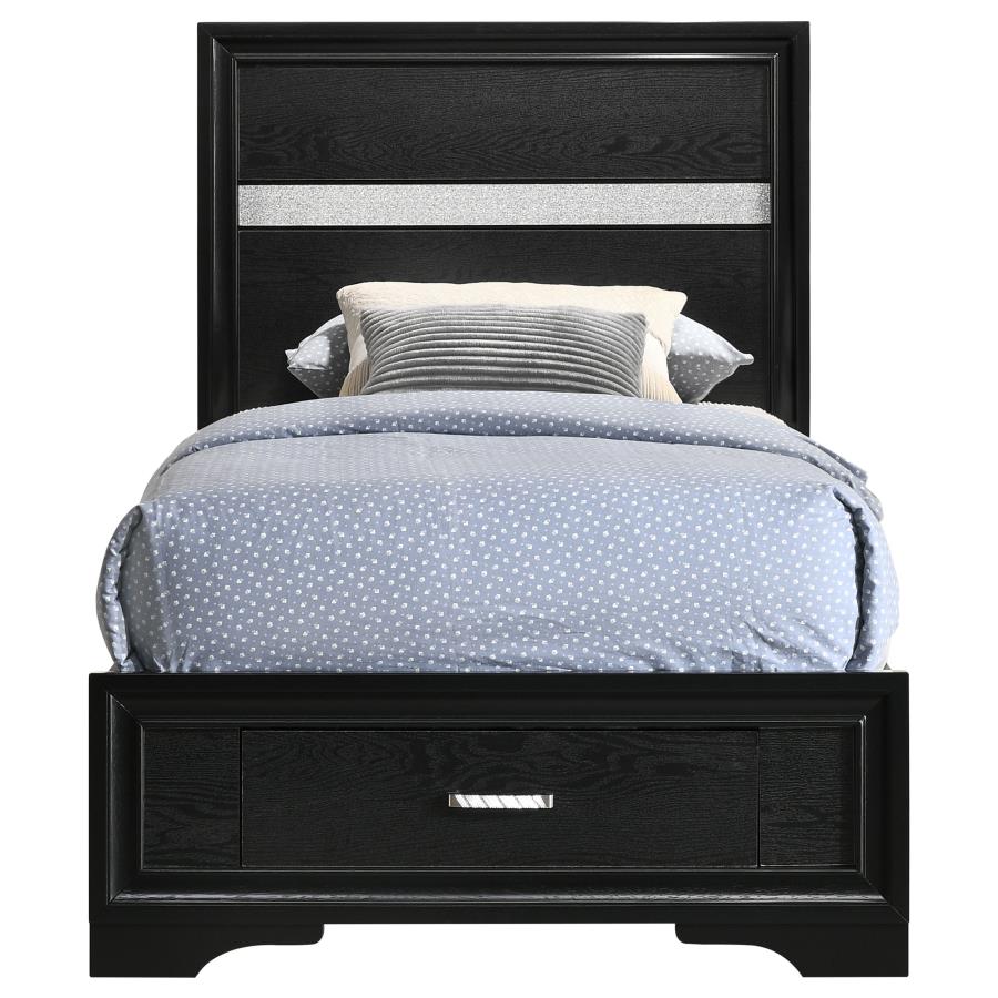 (image for) Miranda Wood Twin Storage Panel Bed Black