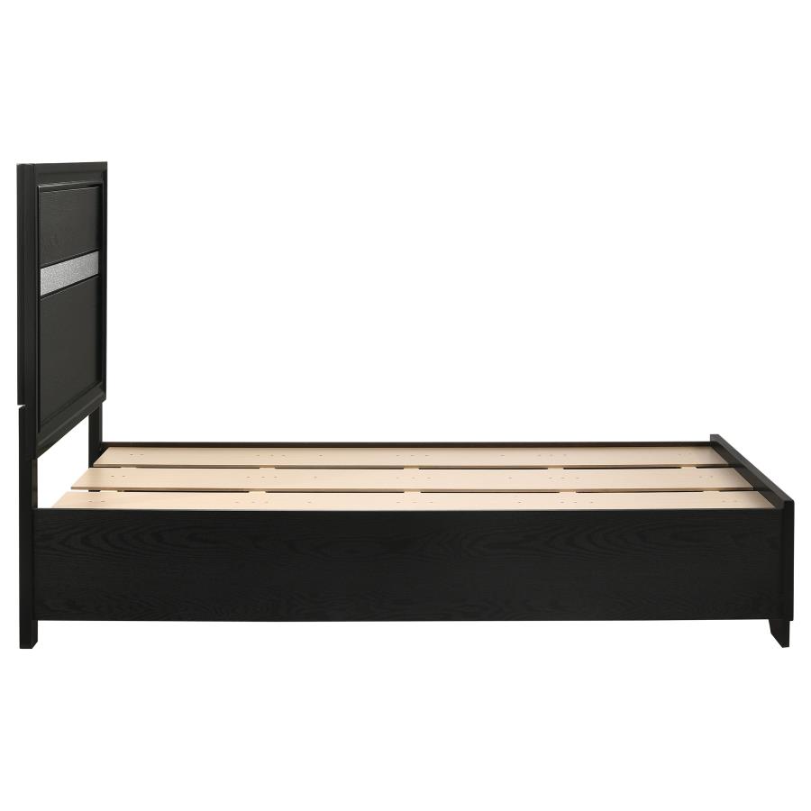 (image for) Miranda 51-inch Wood Twin Storage Panel Bed Black