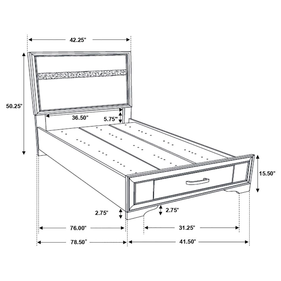 (image for) Miranda 51-inch Wood Twin Storage Panel Bed Black