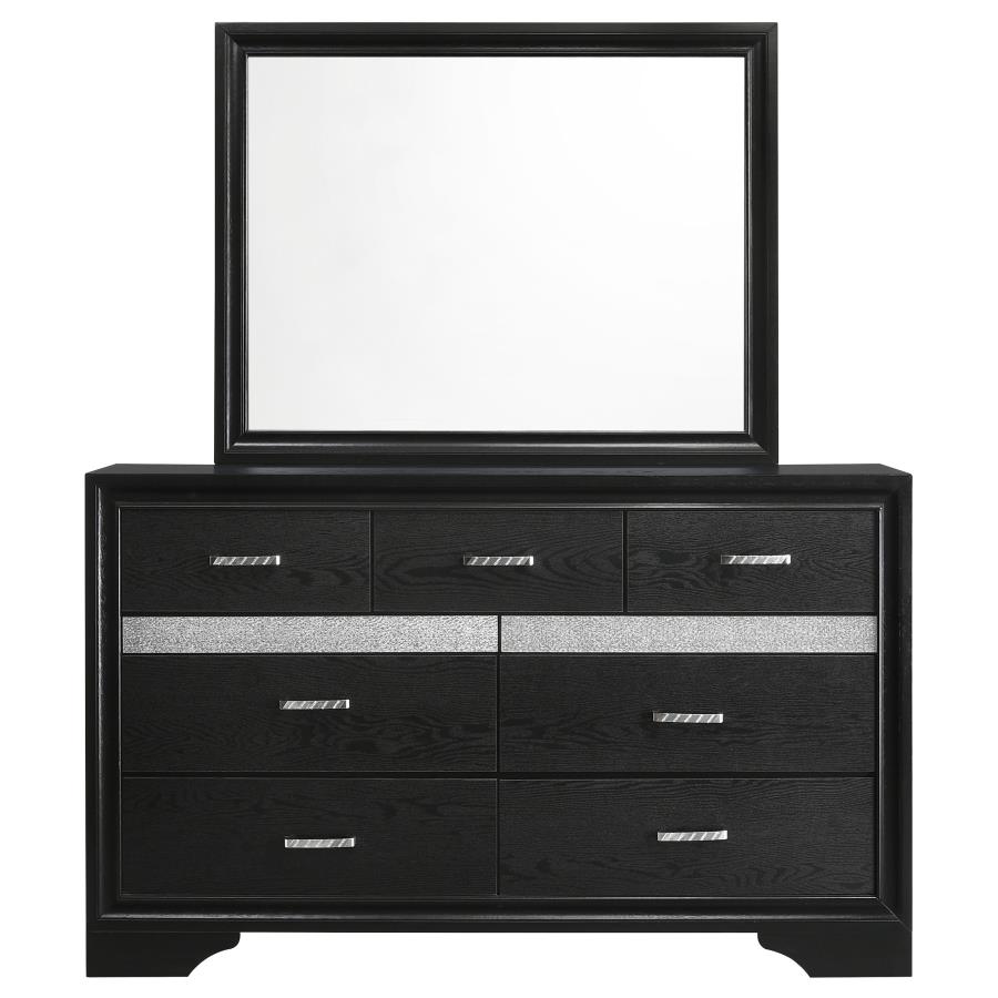 (image for) Miranda 7-drawer Dresser with Mirror Black - Click Image to Close