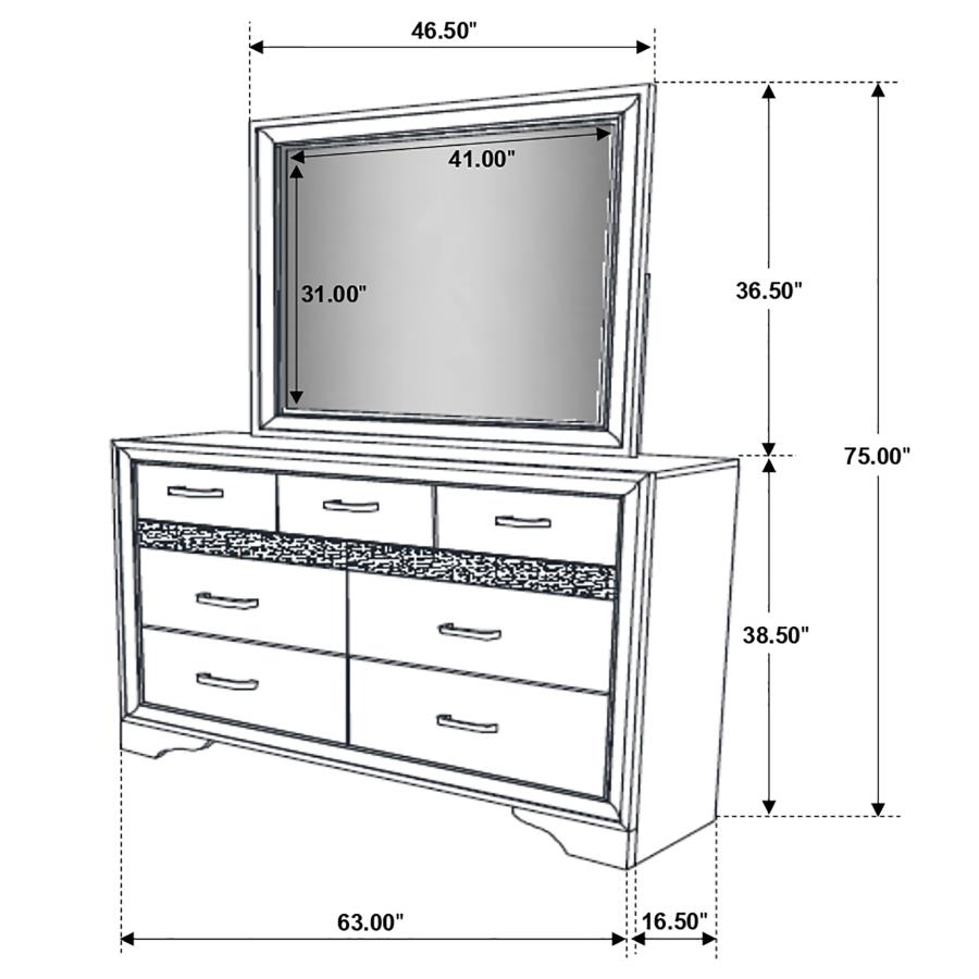 (image for) Miranda 7-drawer Dresser with Mirror Black