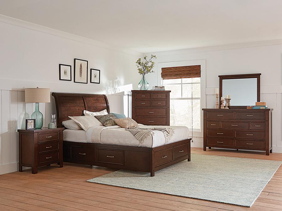 (image for) Barstow 4-piece Queen Storage Bedroom Set Pinot Noir - Click Image to Close