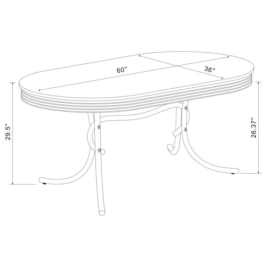 (image for) Retro Oval 60-inch Wood Top Dining Table White and Chrome