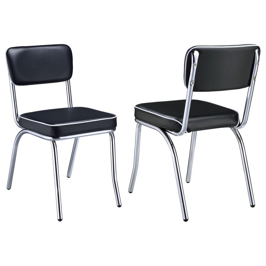 (image for) Retro Upholstered Dining Side Chair Black (Set of 2) - Click Image to Close