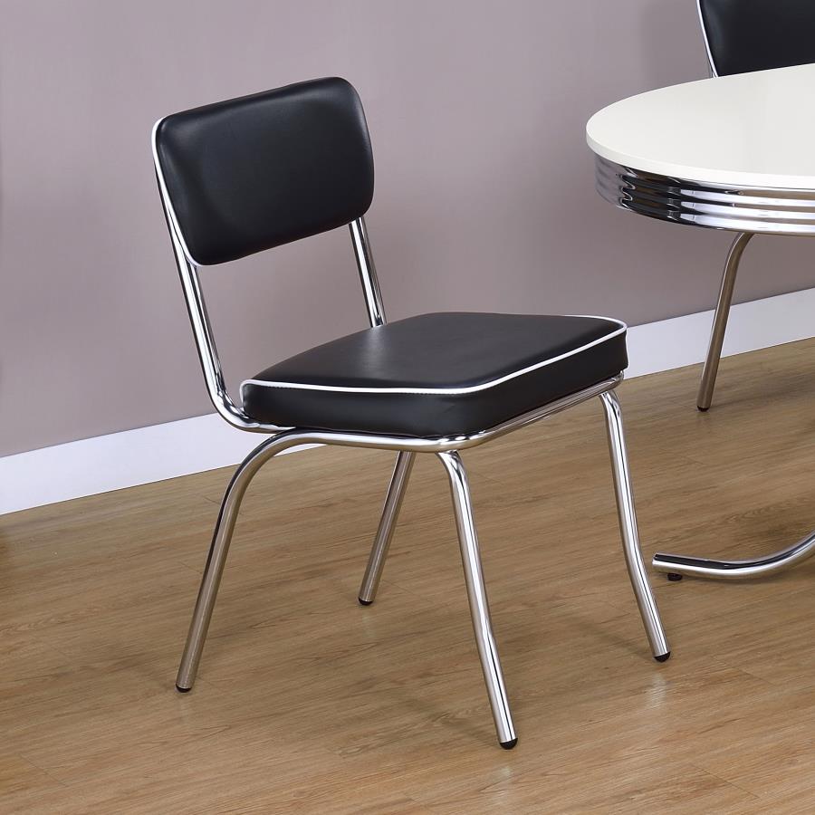 (image for) Retro Upholstered Dining Side Chair Black (Set of 2)