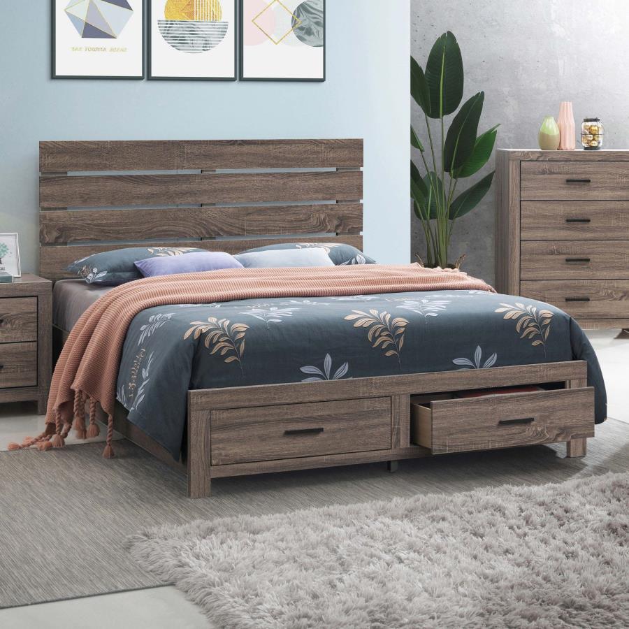 (image for) Brantford Wood Queen Storage Panel Bed Barrel Oak