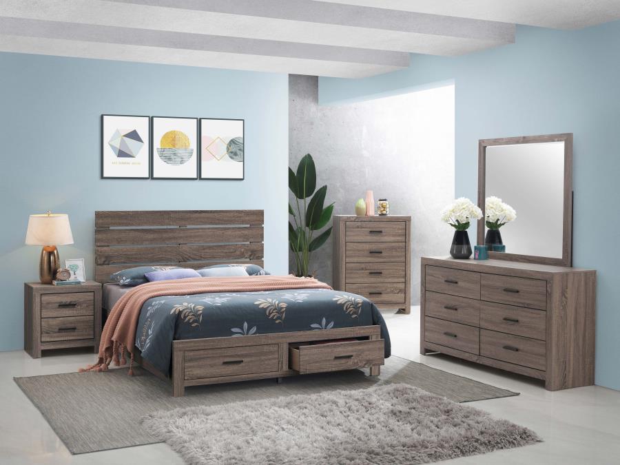 (image for) Brantford Wood Queen Storage Panel Bed Barrel Oak