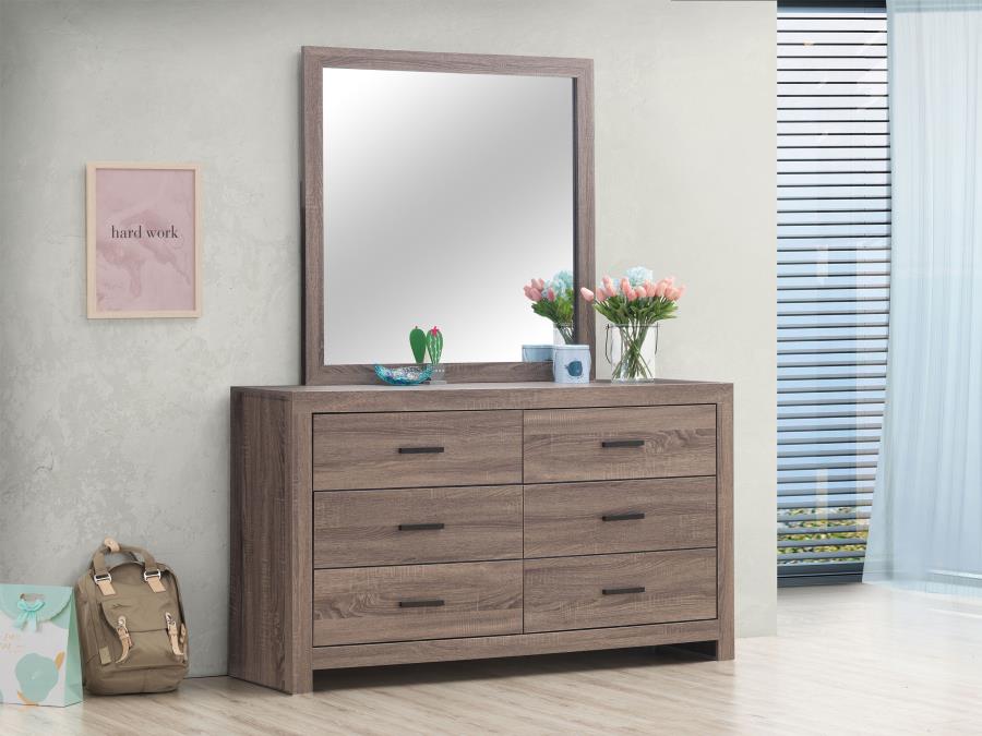 (image for) Brantford 6-drawer Dresser with Mirror Barrel Oak