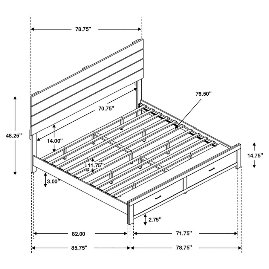 (image for) Brantford Wood Eastern King Storage Panel Bed Coastal White