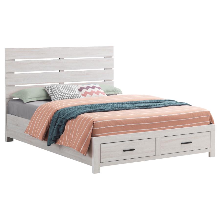 (image for) Brantford Wood Queen Storage Panel Bed Coastal White