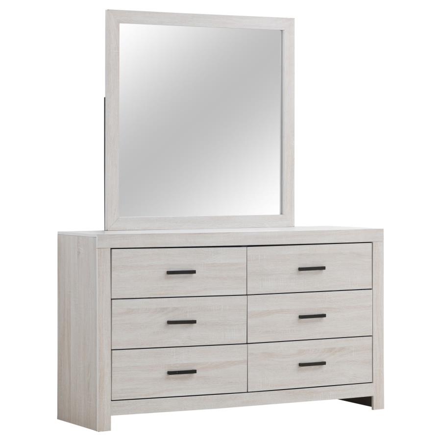 (image for) Brantford 6-drawer Dresser with Mirror Coastal White - Click Image to Close