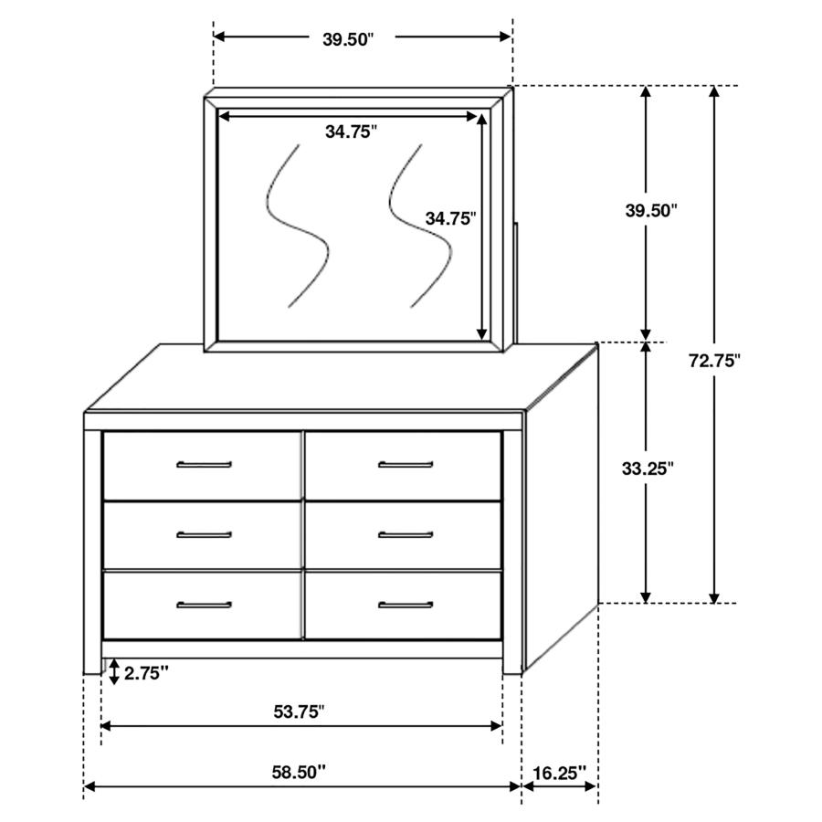 (image for) Brantford 6-drawer Dresser with Mirror Coastal White