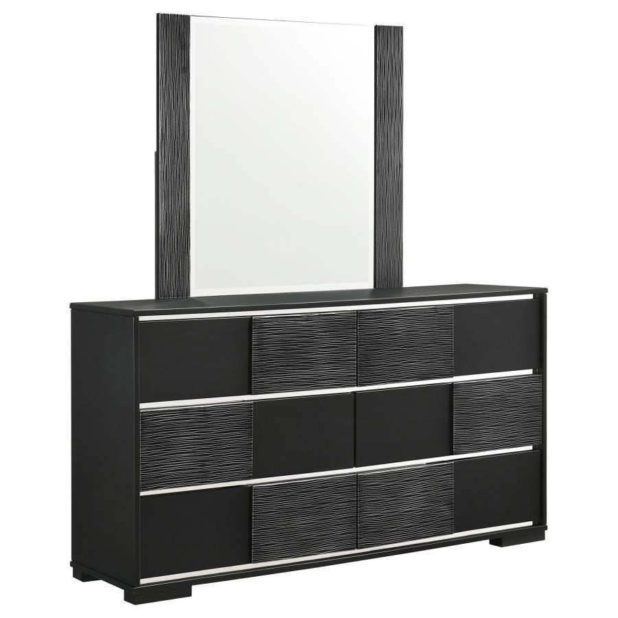 (image for) Blacktoft 6-drawer Dresser with Mirror Black - Click Image to Close