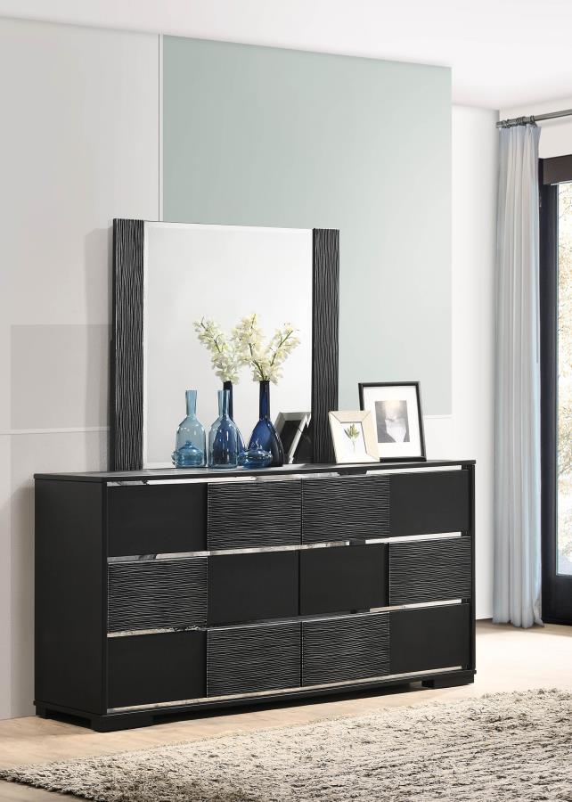 (image for) Blacktoft 6-drawer Dresser with Mirror Black