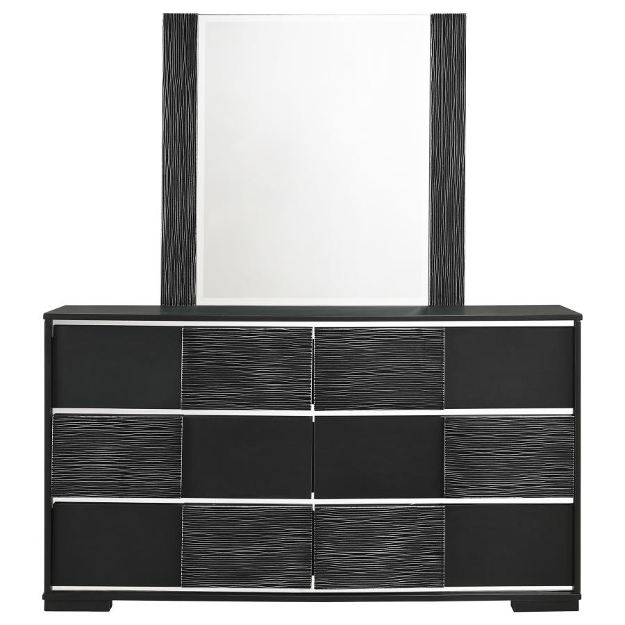 (image for) Blacktoft 6-drawer Dresser with Mirror Black