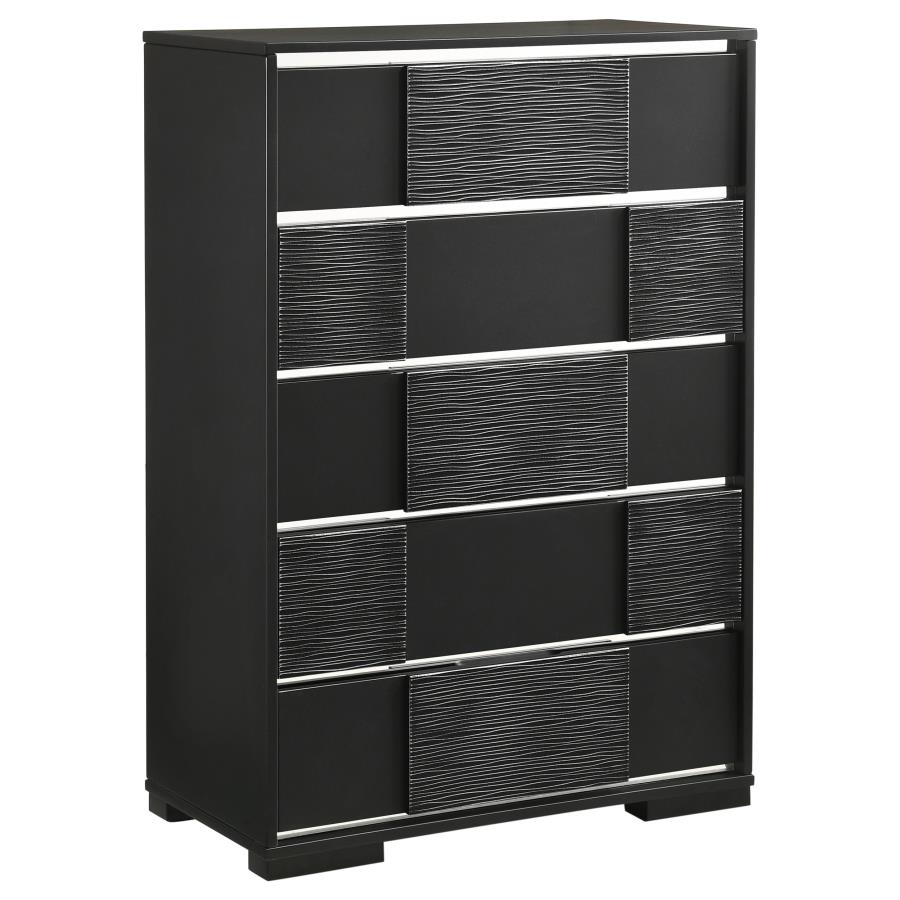 (image for) Blacktoft 5-drawer Bedroom Chest Black - Click Image to Close