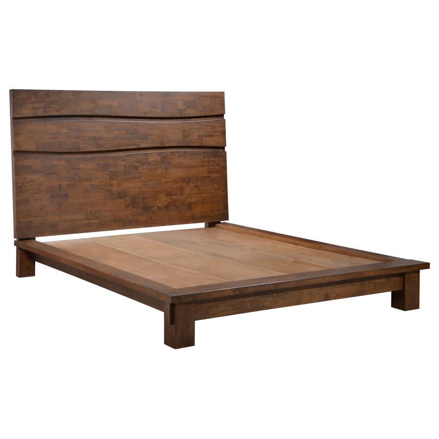 (image for) Genevieve Wood Eastern King Panel Bed Dark Brown - Click Image to Close