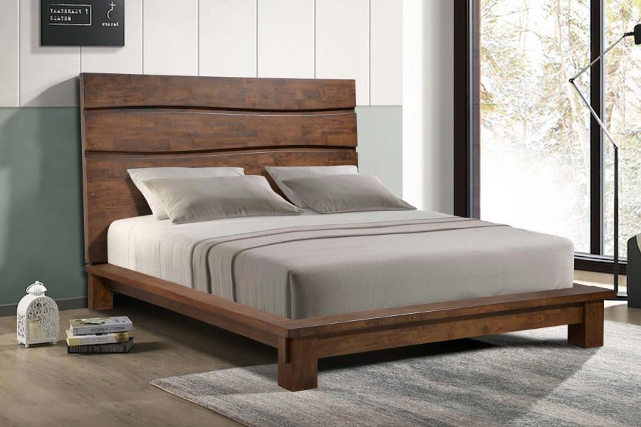 (image for) Genevieve Wood Eastern King Panel Bed Dark Brown