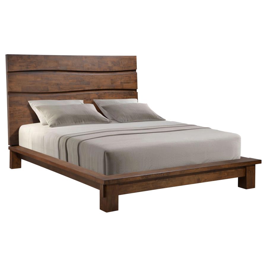 (image for) Genevieve Wood Eastern King Panel Bed Dark Brown