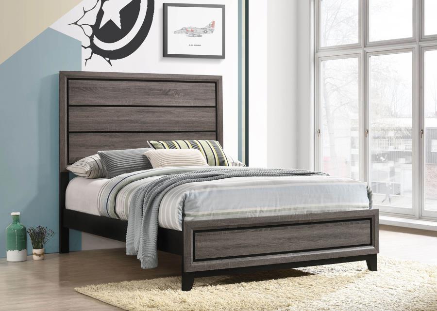 (image for) Watson Wood Full Panel Bed Grey Oak