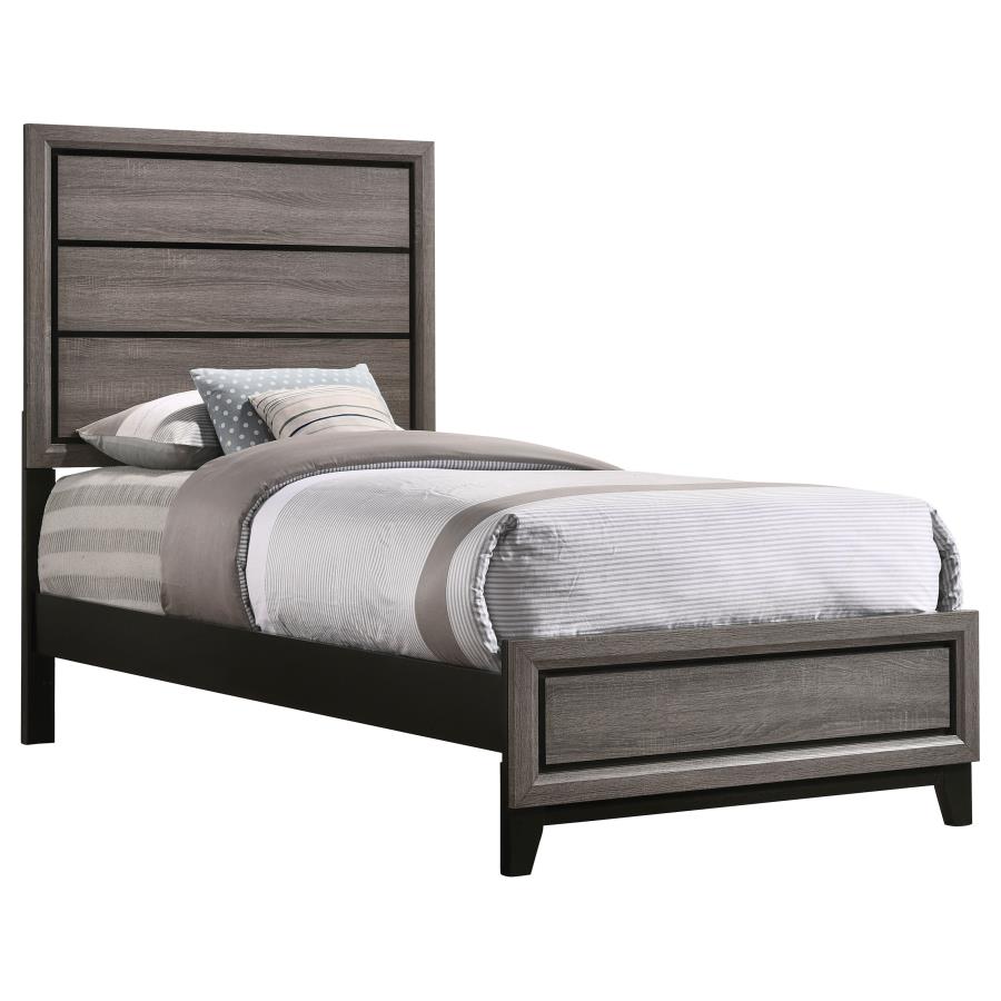 (image for) Watson Wood Twin Panel Bed Grey Oak