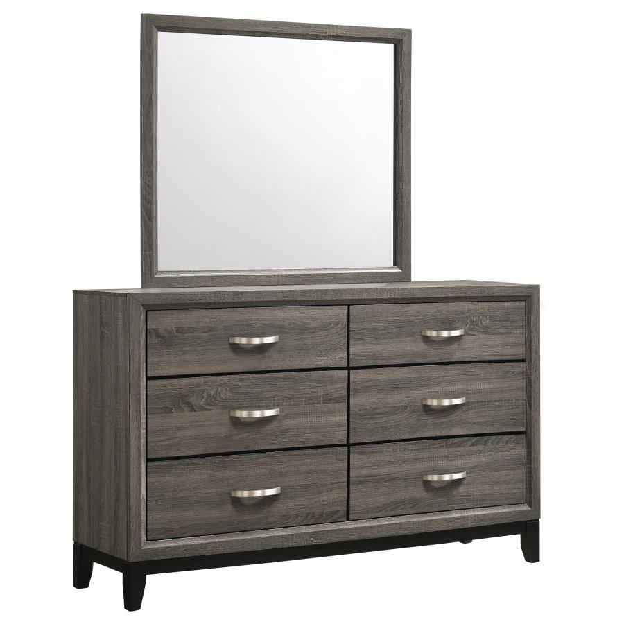 (image for) Watson 6-drawer Dresser with Mirror Grey Oak - Click Image to Close