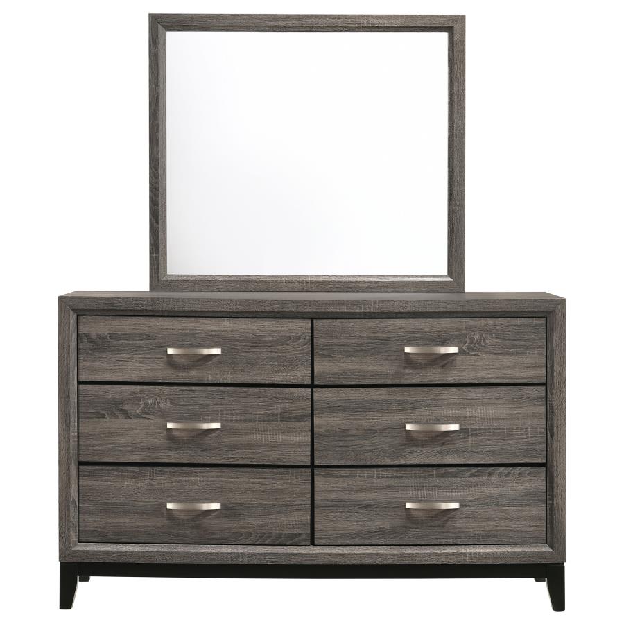 (image for) Watson 6-drawer Dresser with Mirror Grey Oak