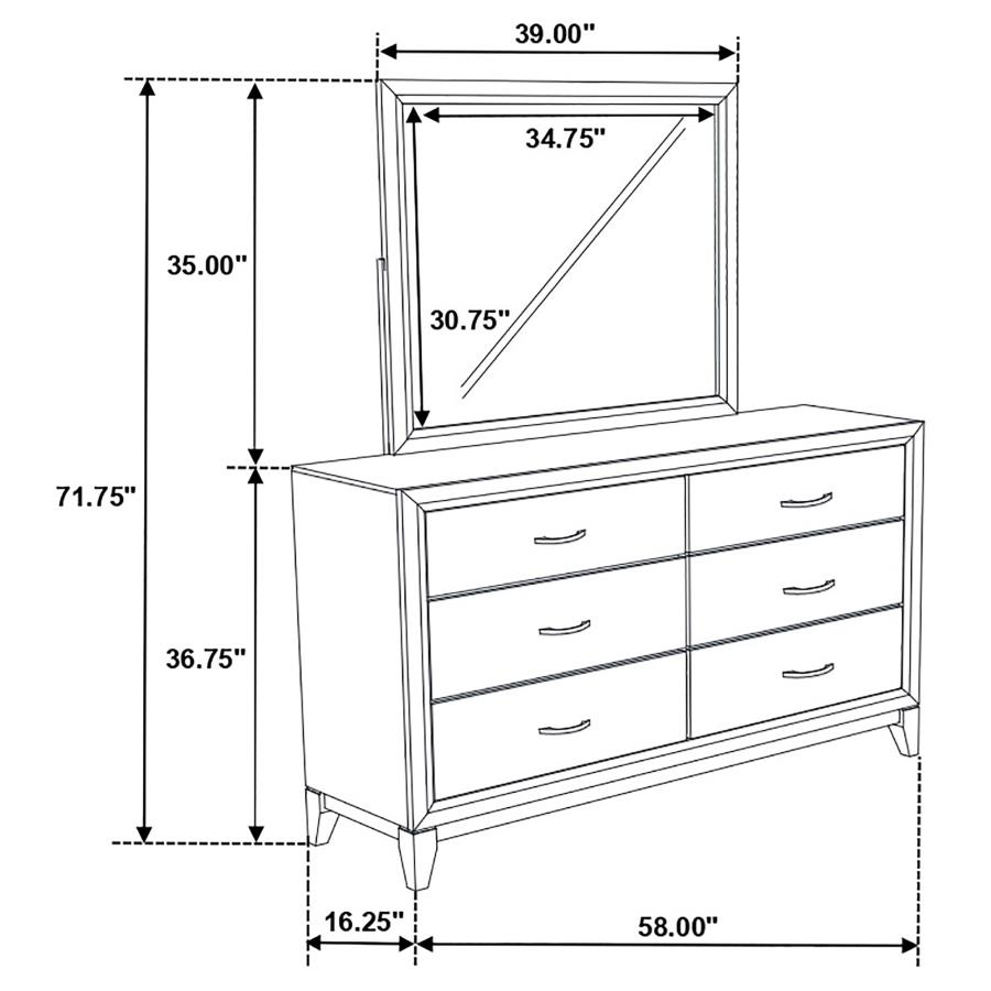 (image for) Watson 6-drawer Dresser with Mirror Grey Oak