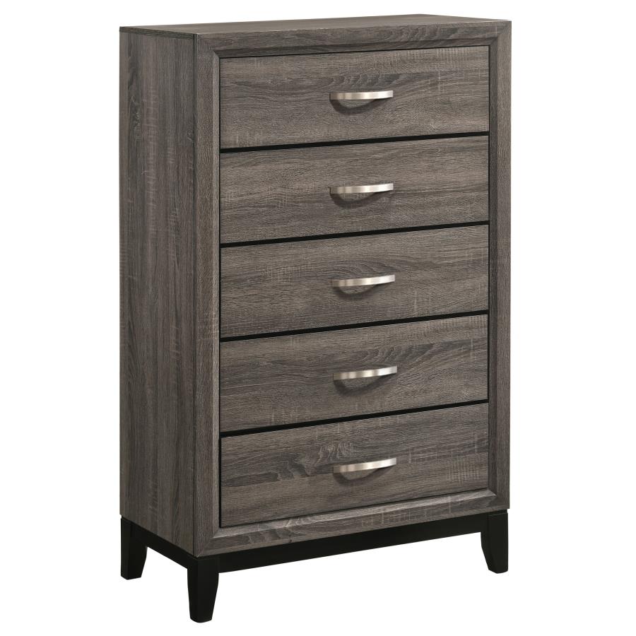 (image for) Watson 5-drawer Bedroom Chest Grey Oak - Click Image to Close