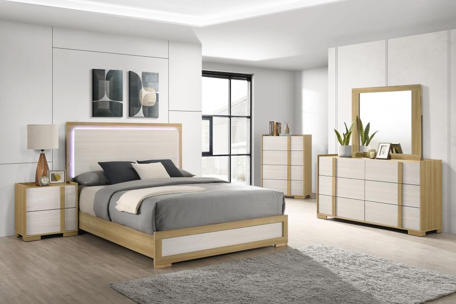 Modal Additional Images for Hyland Wood Queen LED Panel Bed Natural and White