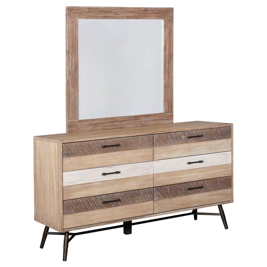 (image for) Marlow 6-drawer Dresser with Mirror Rough Sawn Multi - Click Image to Close