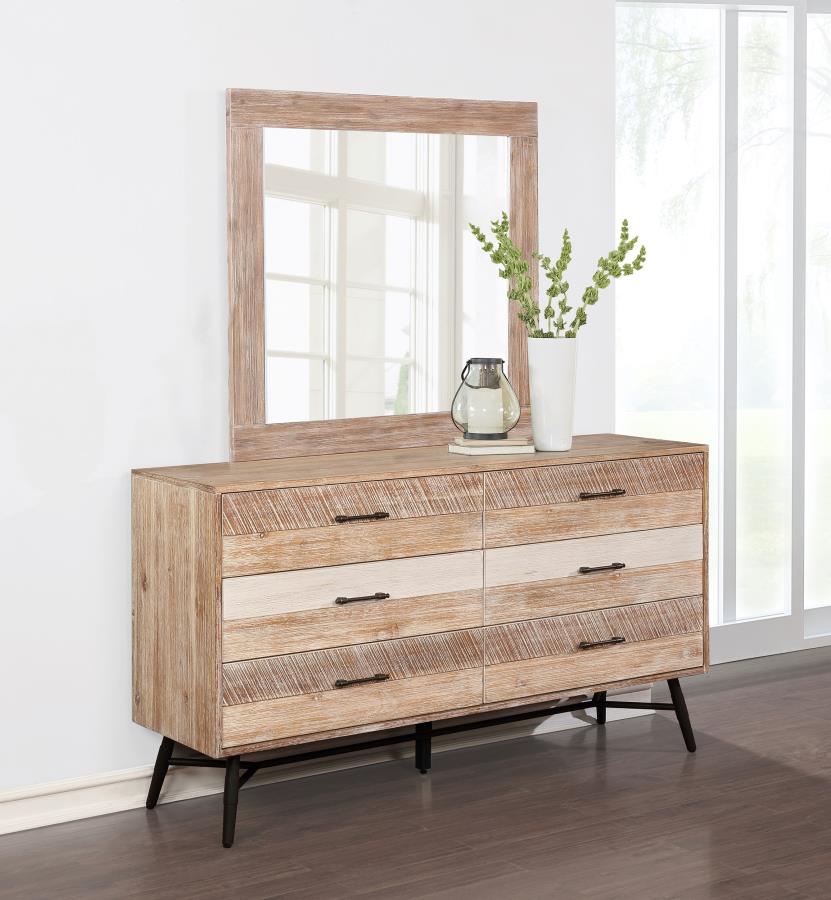 (image for) Marlow 6-drawer Dresser with Mirror Rough Sawn Multi