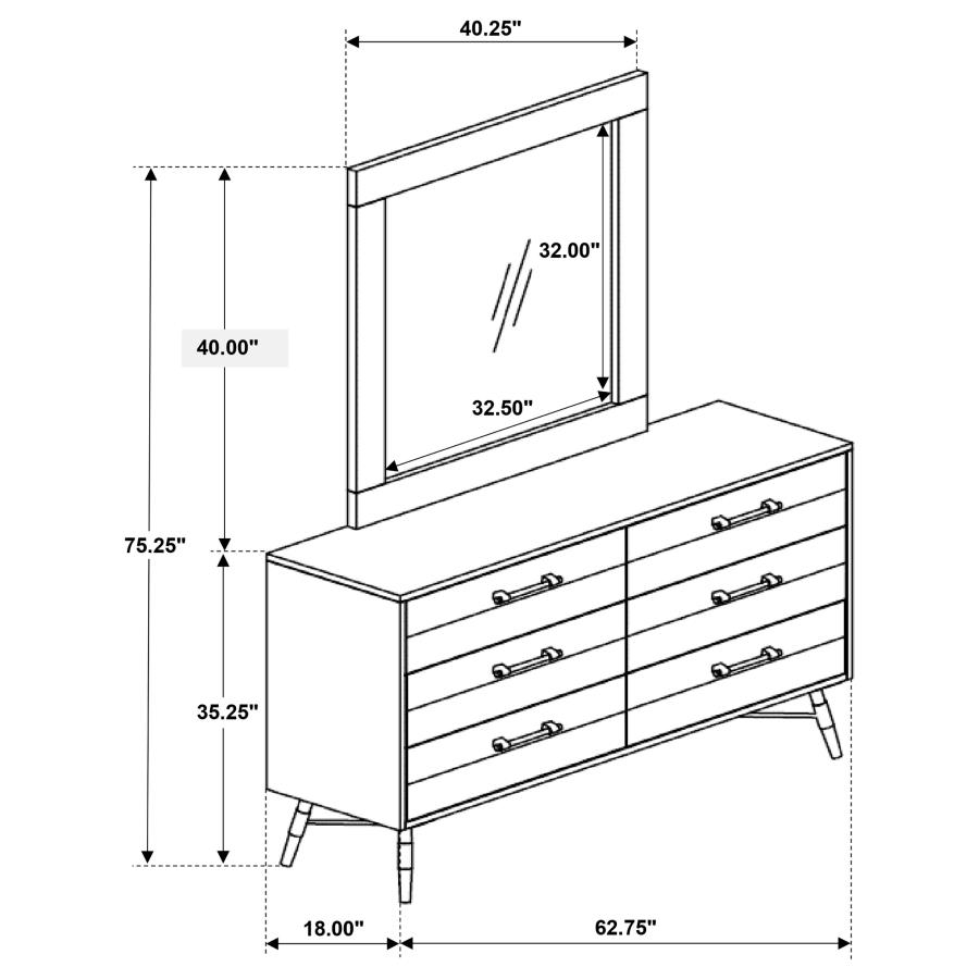 (image for) Marlow 6-drawer Dresser with Mirror Rough Sawn Multi