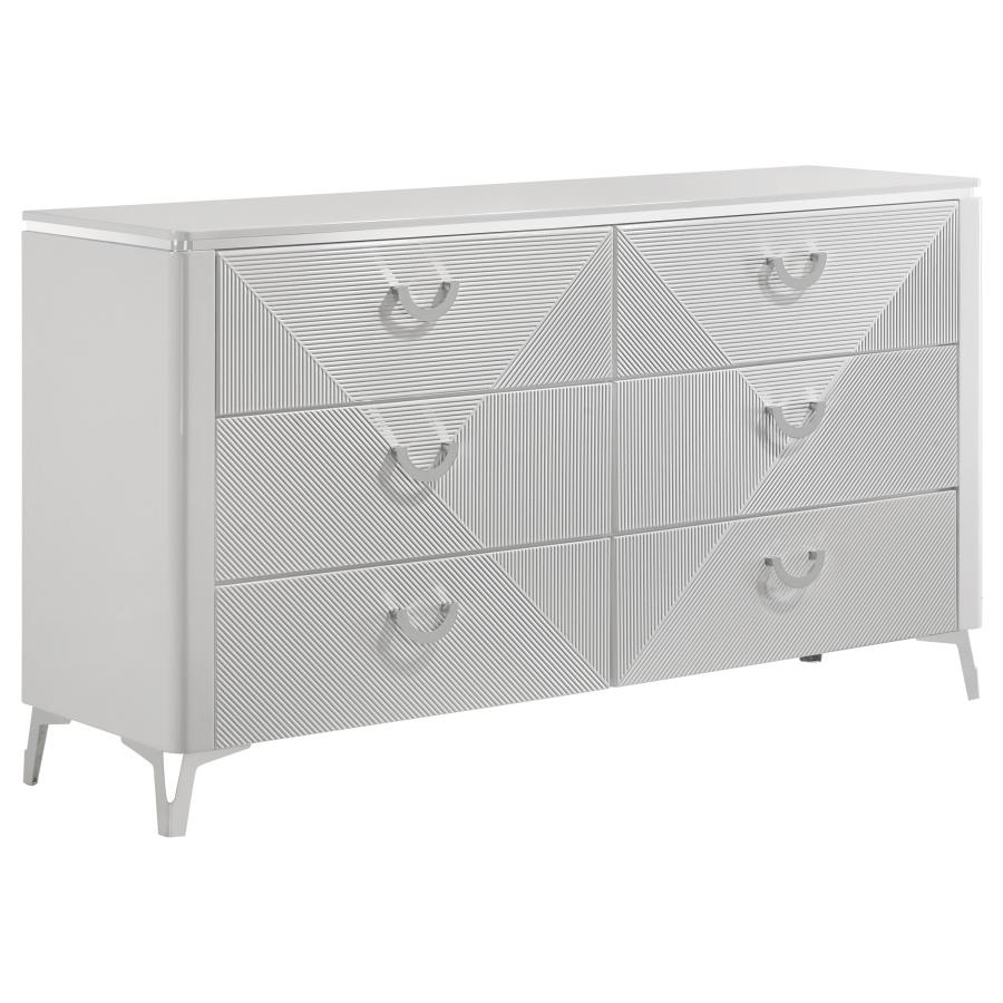 Cassia 5-piece Eastern King LED Bedroom Set White High Gloss