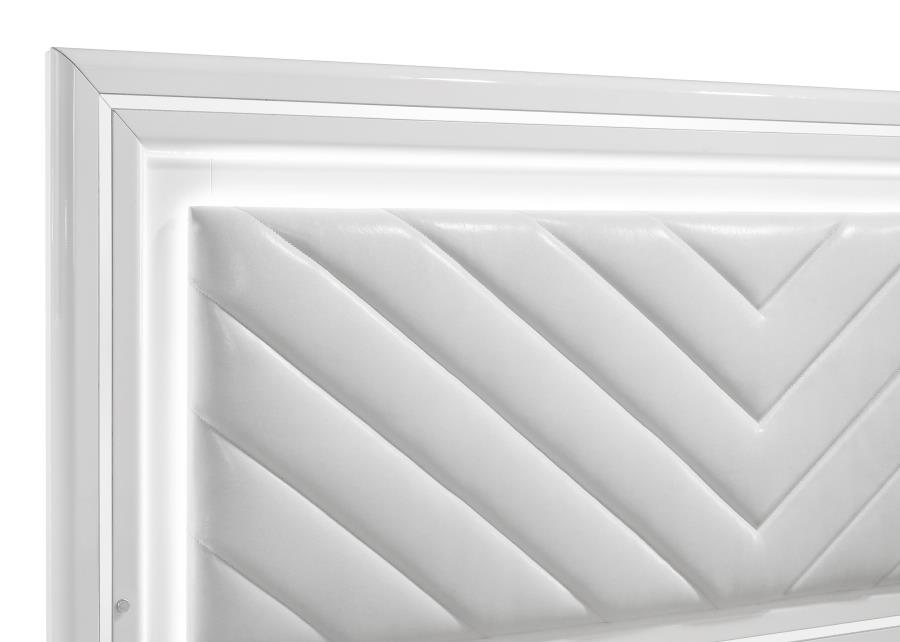 Cassia 4-piece Queen LED Bedroom Set White High Gloss
