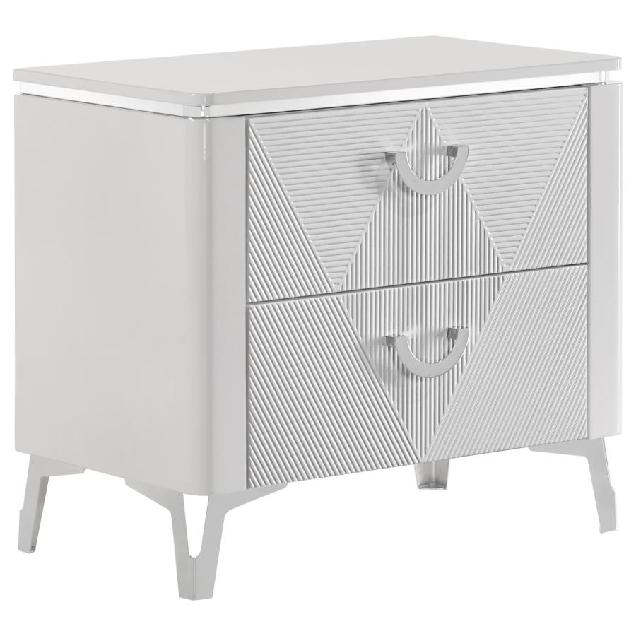 Cassia 5-piece Queen LED Bedroom Set White High Gloss