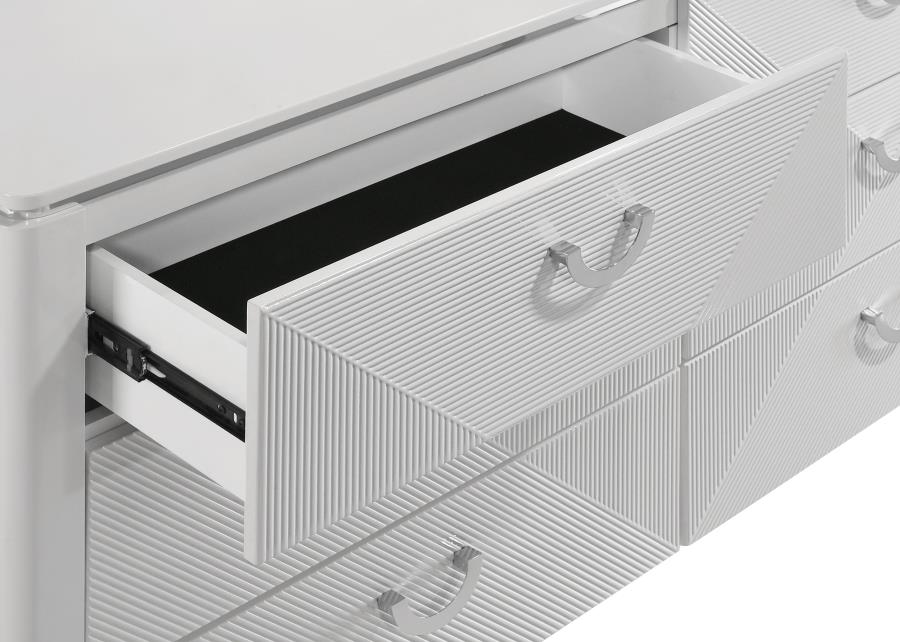 Cassia 6-drawer Bedroom Dresser Cabinet White High Gloss