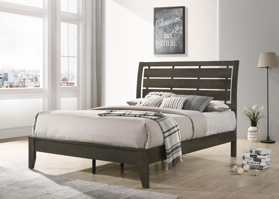 (image for) Serenity Wood Queen Panel Bed Mod Grey