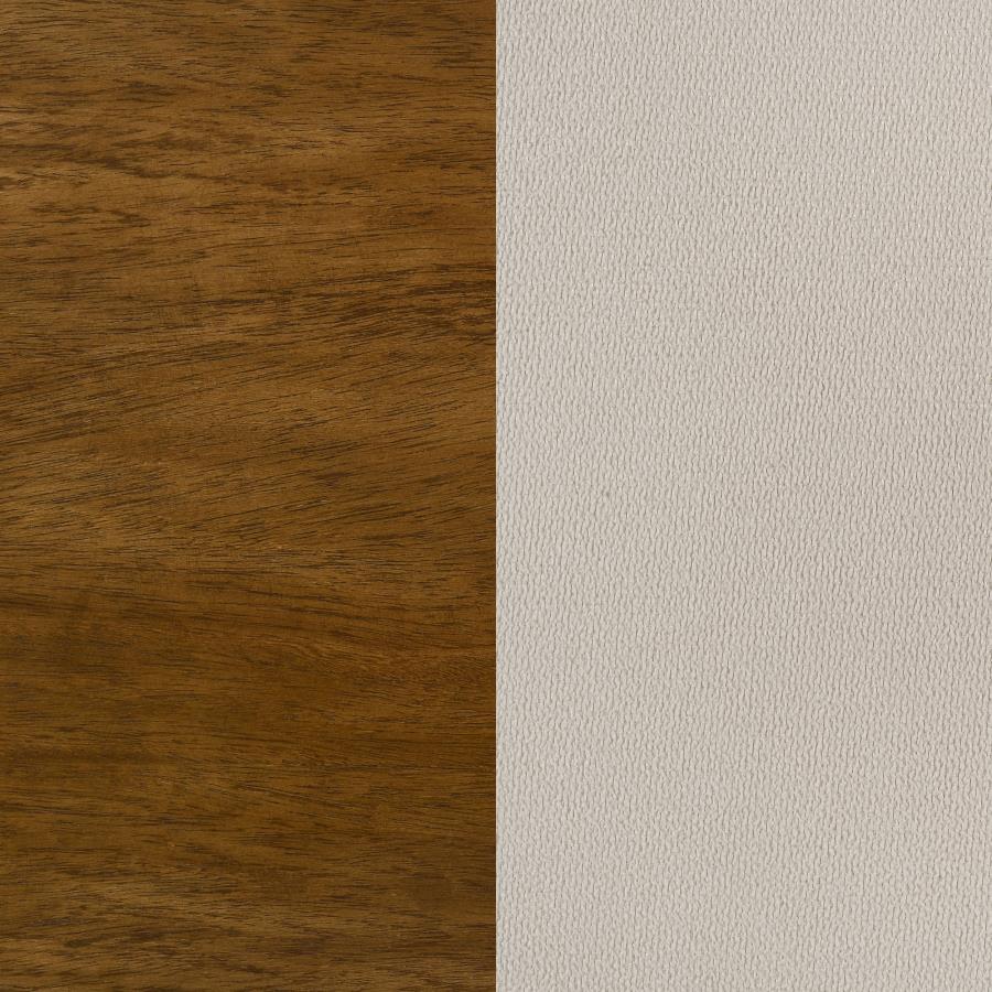 Adderley Queen Wood Panel Bed Cream and Warm Brown
