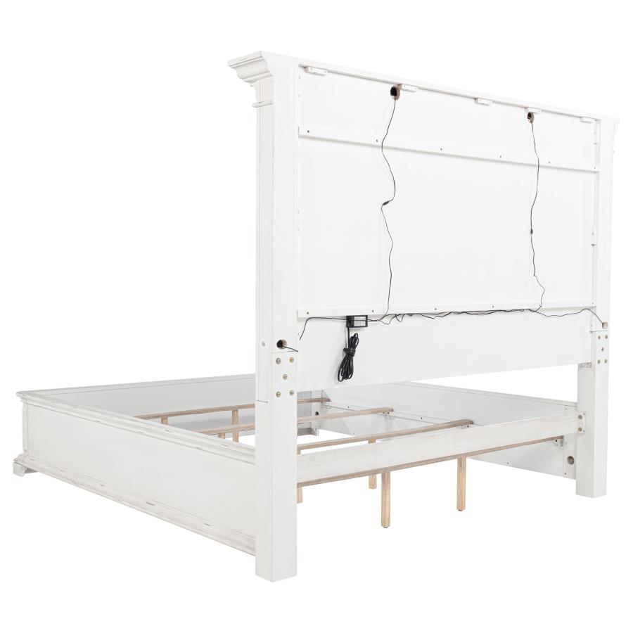 McKinney Queen LED Light Panel Bed Vintage White