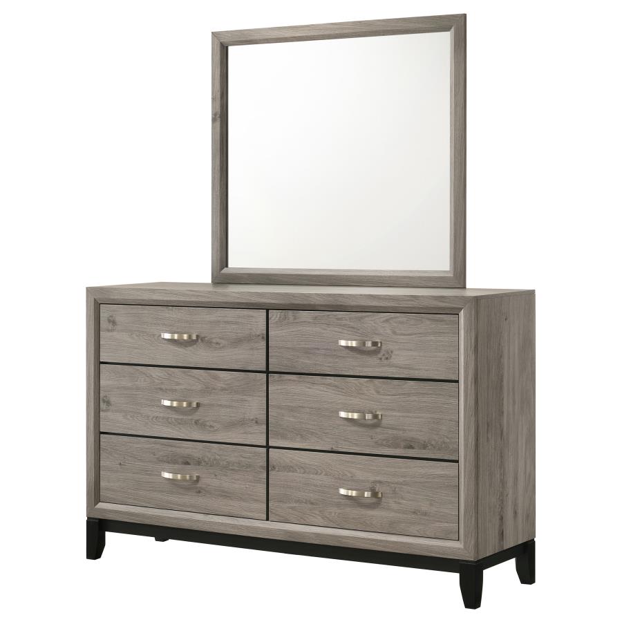 Watson 6-drawer Bedroom Dresser and Mirror Light Taupe