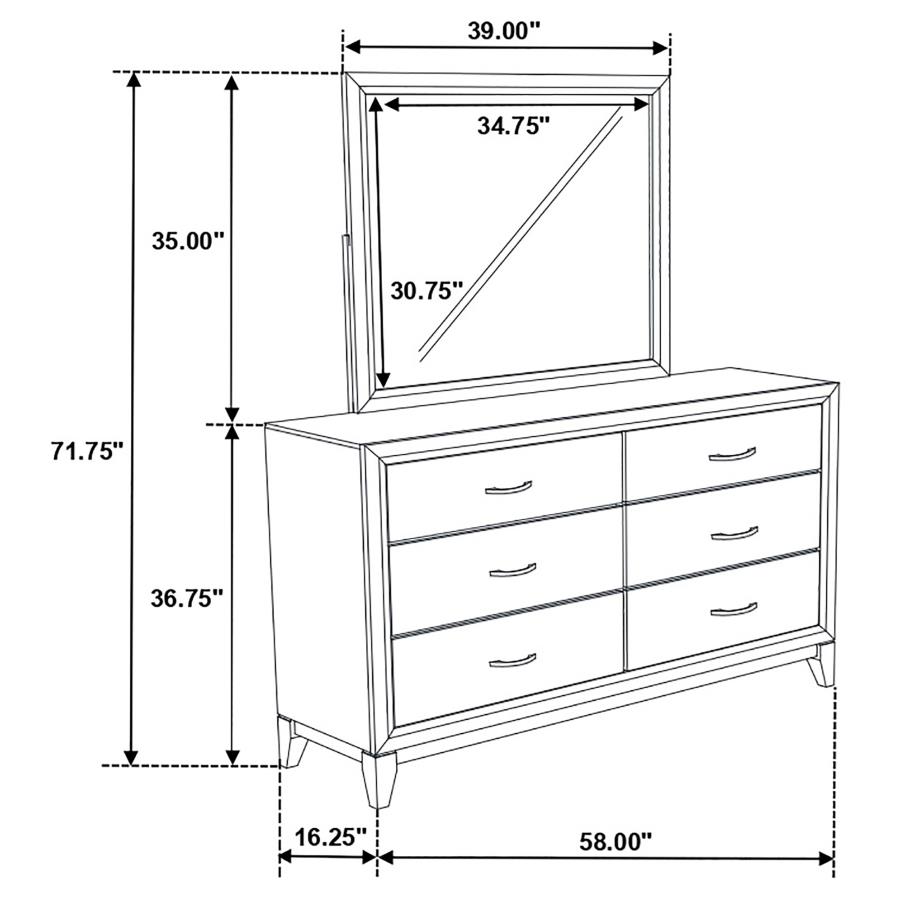 Watson 6-drawer Bedroom Dresser and Mirror Light Taupe