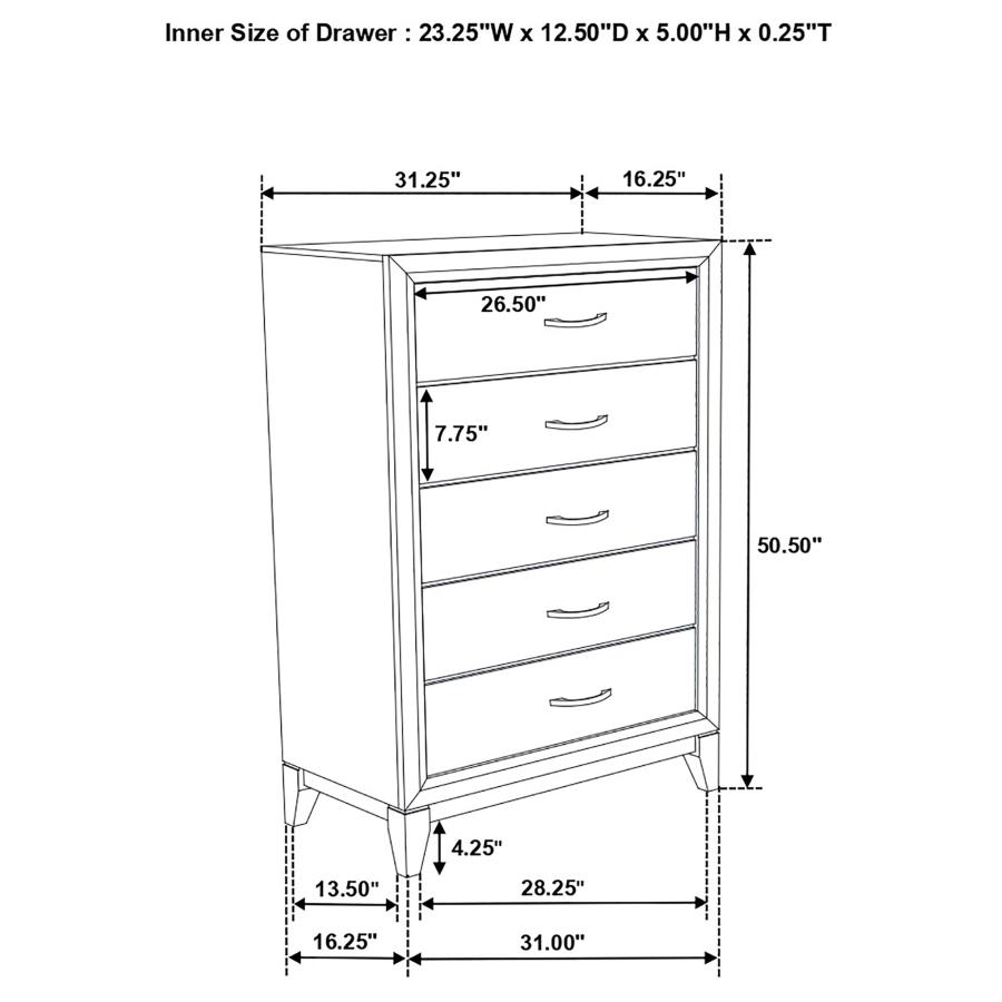 Watson 5-drawer Bedroom Chest of Drawers Light Taupe